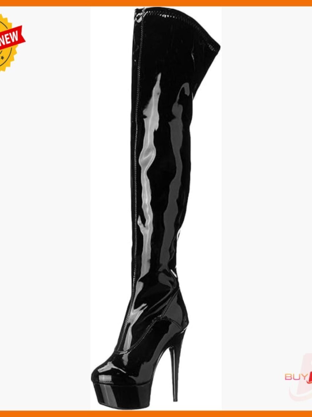 Leather Over-the-Knee Boots with 6-Inch Heel, Zip Closure